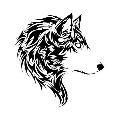 Sticker tête de loup tribal